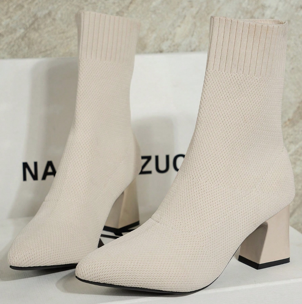 Women's Casual Pointed Toe Western Embroidery Winter Fashion Boots With Sweater - Picture 2 of 7